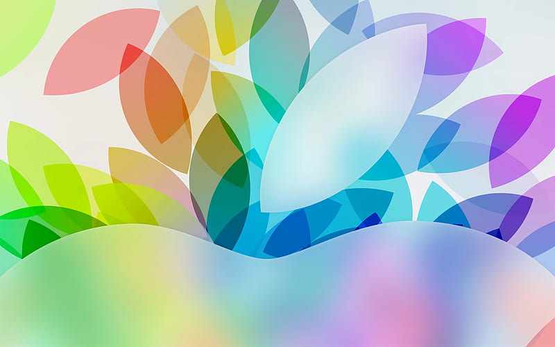 Apple, leag, yellow, abstract, fruit, green, hi-tech, texture, pink, blue, HD wallpaper