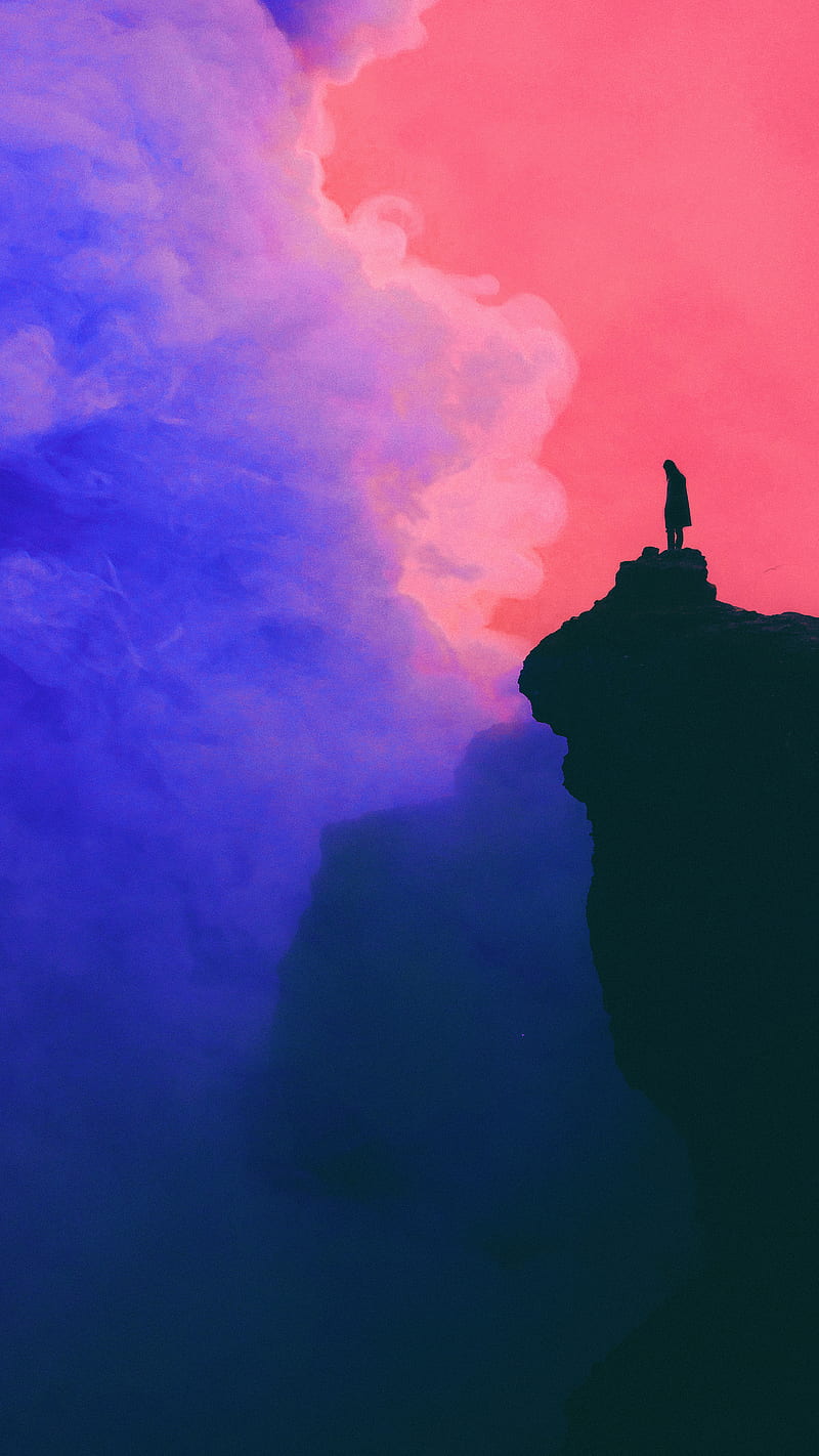 Lonely, Dorian, abstract, aesthetic, clouds, colorful, man, pink, purple,  rock, HD phone wallpaper | Peakpx
