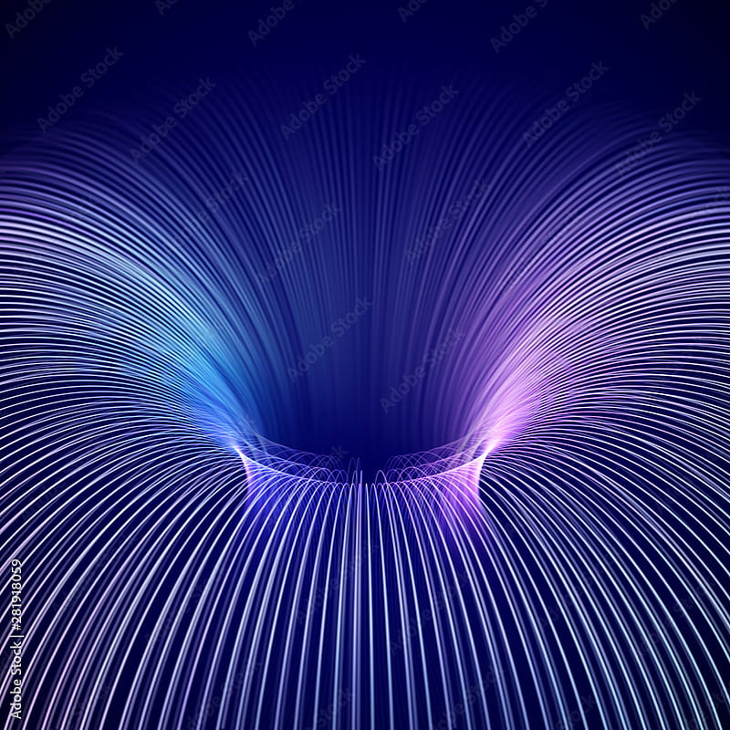3D abstract background: model of blue thermonuclear fusion. High energy elementary particles flow through a tokamak. Magnetic field, nuclear fusion, future science concept. EPS 10, vector illustration Stock Vector. Adobe Stock, HD phone wallpaper