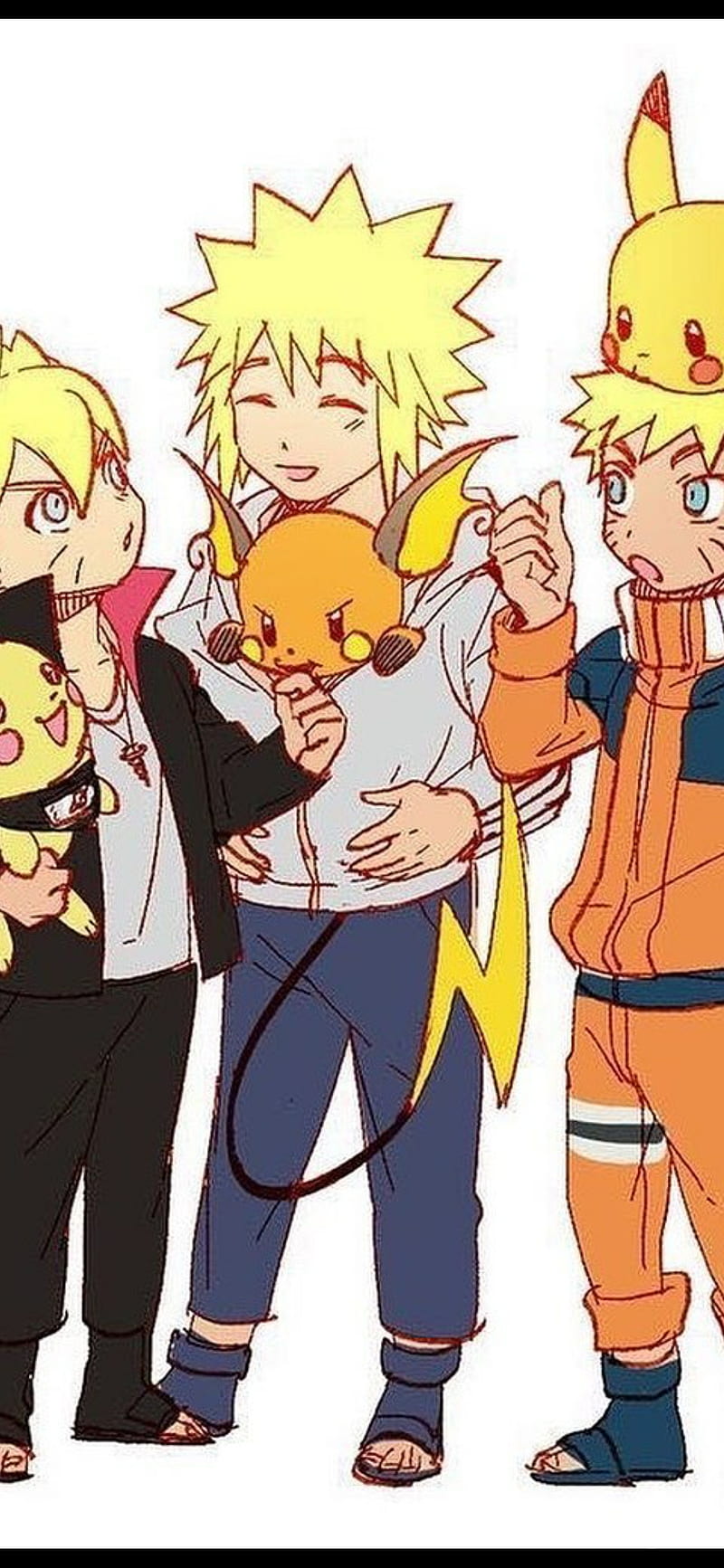 Uzamakis, finger, naruto, Pikachu, art, boruto, Minato, Pokemon, cute, anime, kids, HD phone wallpaper