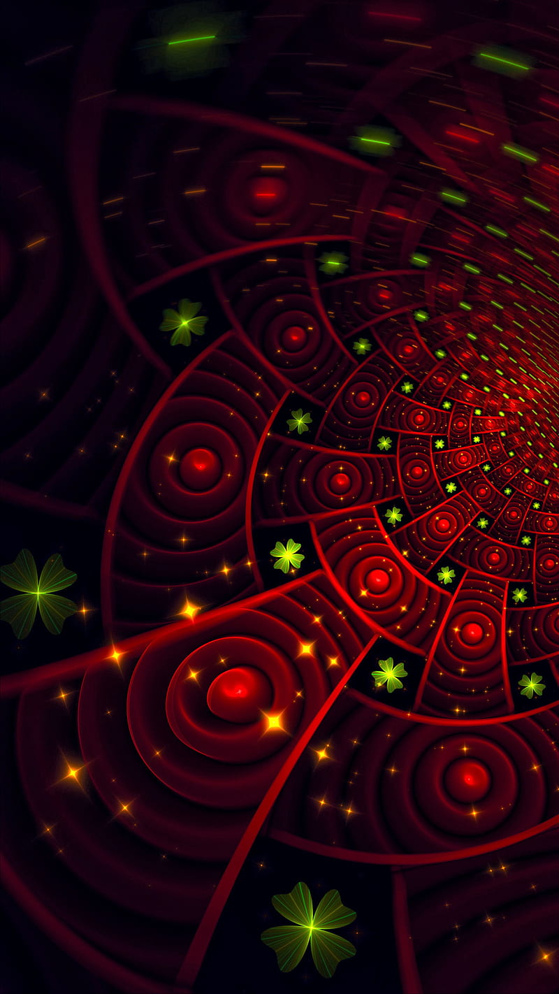 fractal, patterns, shine, plexus, red, circles, petals, HD phone wallpaper
