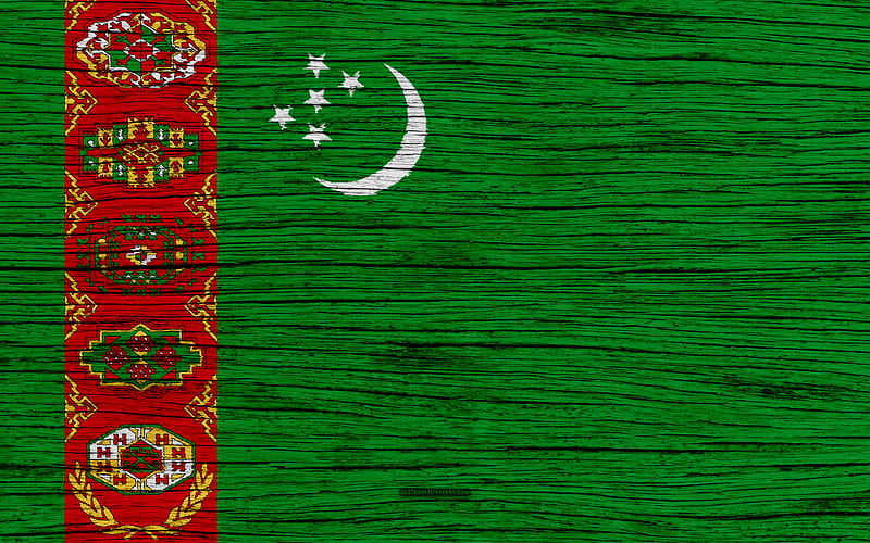 Flag of Turkmenistan Asia, wooden texture, Turkmen flag, national symbols, Turkmenistan flag, art, Turkmenistan, HD wallpaper