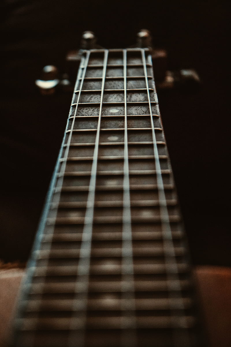 guitar, strings, neck guitar, frets, blur, HD phone wallpaper