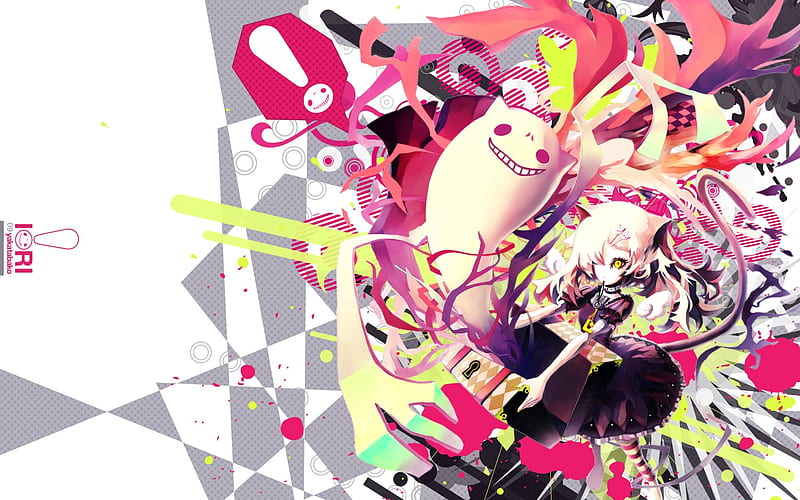 Abstract Anime, girl, animal ears, anime, colors, cat, abstract, HD wallpaper