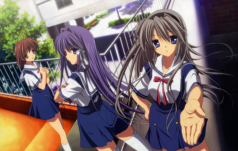 Six female anime characters, Clannad, anime, Fujibayashi Kyou, Fujibayashi  Ryou HD wallpaper