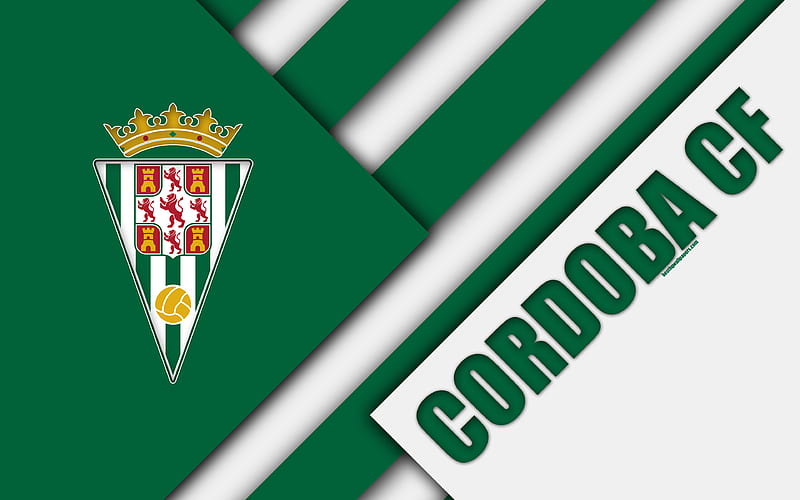 Cordoba CF material design, Spanish football club, green white abstraction, logo, Córdoba, Spain, Segunda Division, football, HD wallpaper
