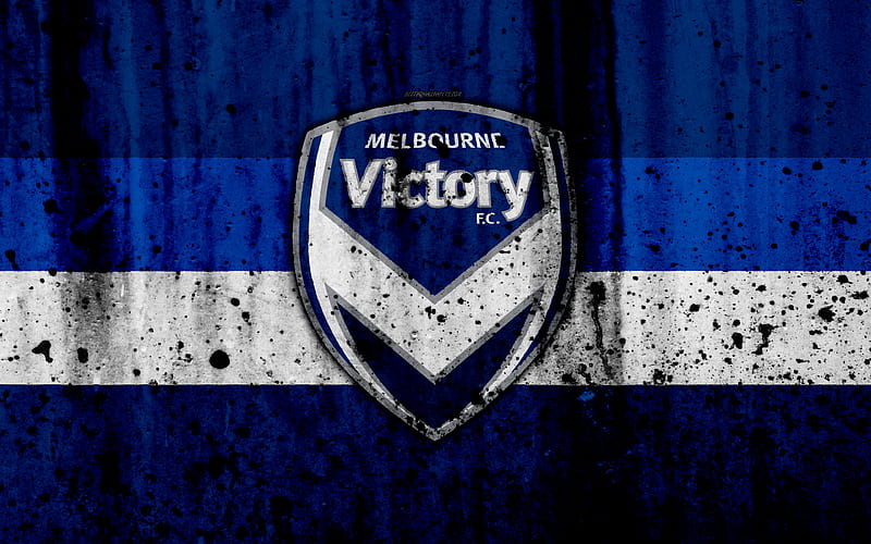 FC Melbourne Victory, grunge, A-League, soccer, football club, Australia, Melbourne Victory, logo, stone texture, Melbourne Victory FC, HD wallpaper