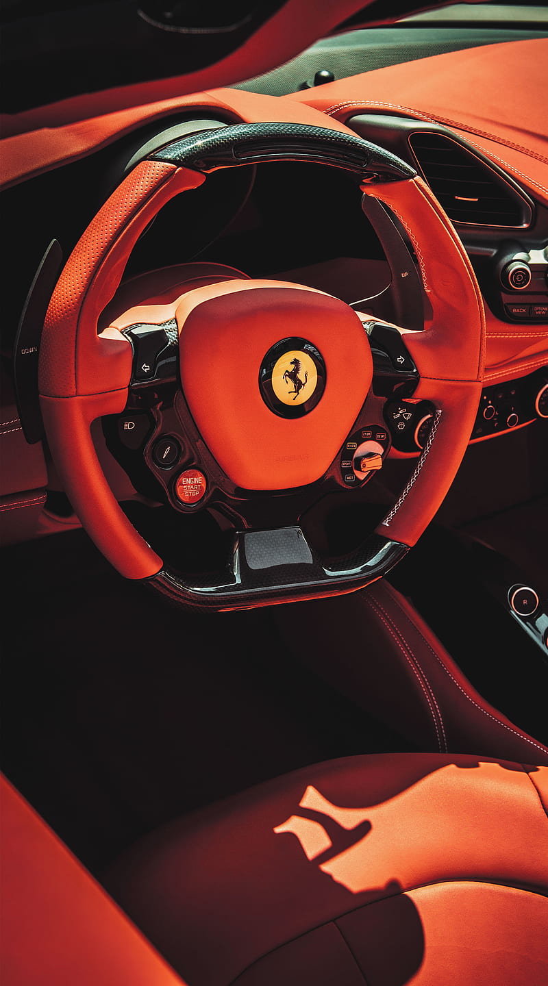 Ferrari, Tupac2x, car, interior, steer, steering, vehicle, HD phone wallpaper