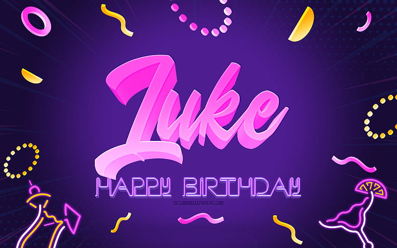 Happy Birtay Luke Purple Party Background, Luke, creative art, Happy Luke birtay, Luke name, Luke Birtay, Birtay Party Background, HD wallpaper