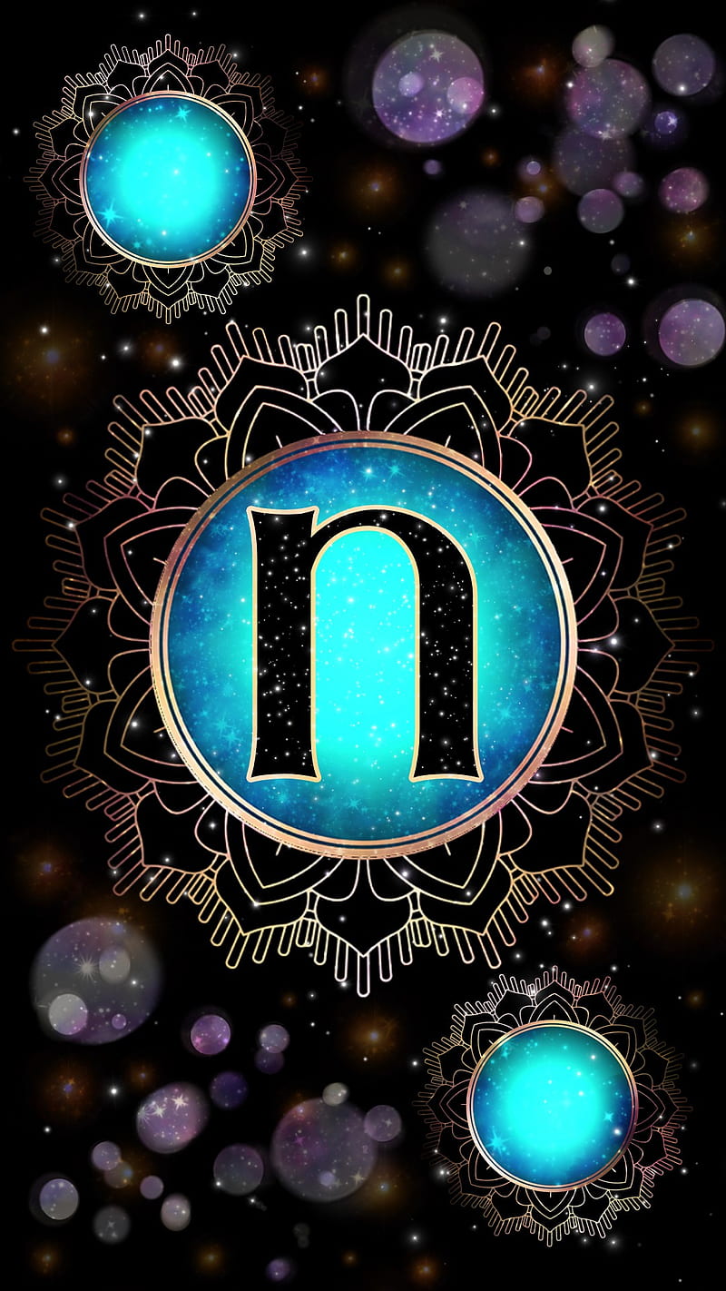 Magick Mandala N, galaxy, glow, initial n, letter n, magic, magick, mandala, occult, orb, HD phone wallpaper