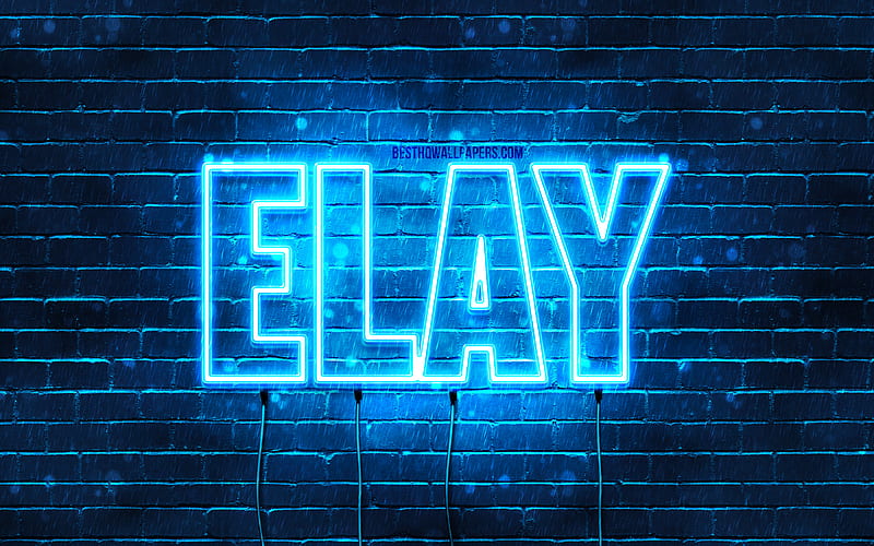 Elay, , with names, Elay name, blue neon lights, Happy Birtay Elay ...