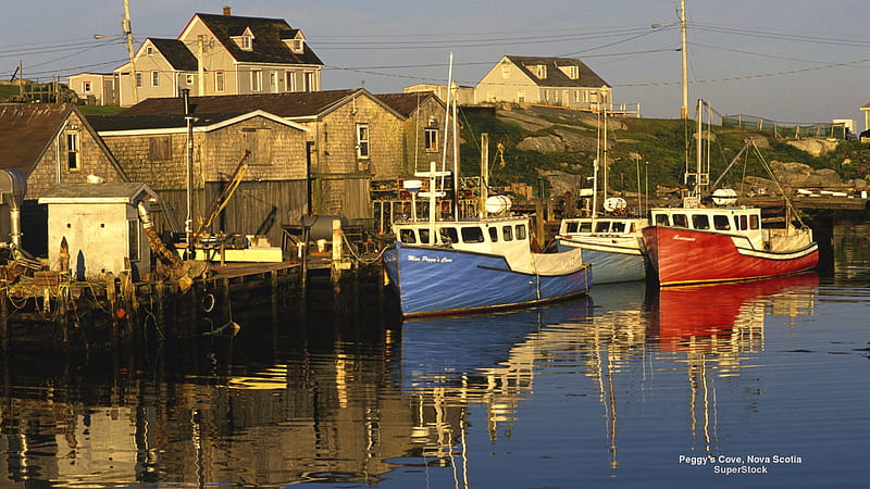 Peggy's Cove, Nova Scotia, Water, Cove, Boats, Nova Scotia, HD wallpaper