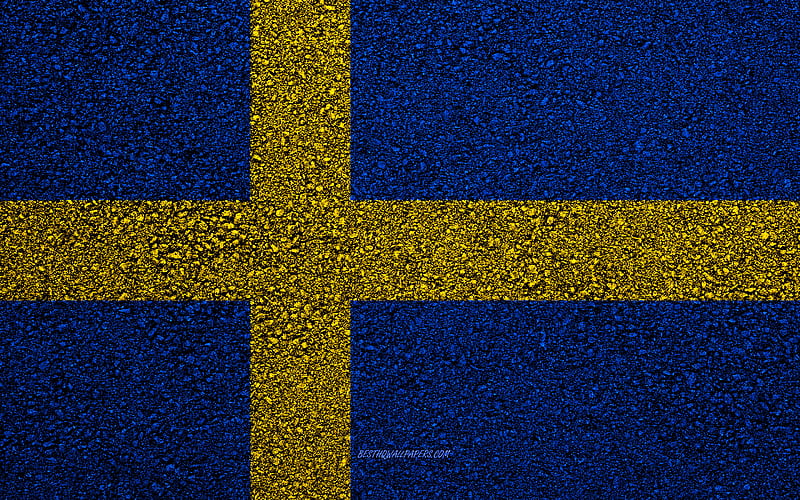 Flag of Sweden, asphalt texture, flag on asphalt, Sweden flag, Europe, Sweden, flags of european countries, HD wallpaper
