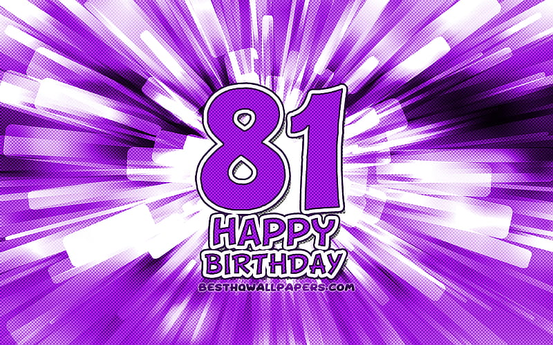 Happy 81st birtay violet abstract rays, Birtay Party, creative, Happy 81 Years Birtay, 81st Birtay Party, 81st Happy Birtay, cartoon art, Birtay concept, 81st Birtay, HD wallpaper