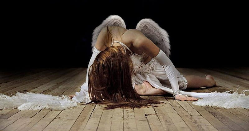 Fallen Angel, fallen, fantasy, abstract, angel, HD wallpaper