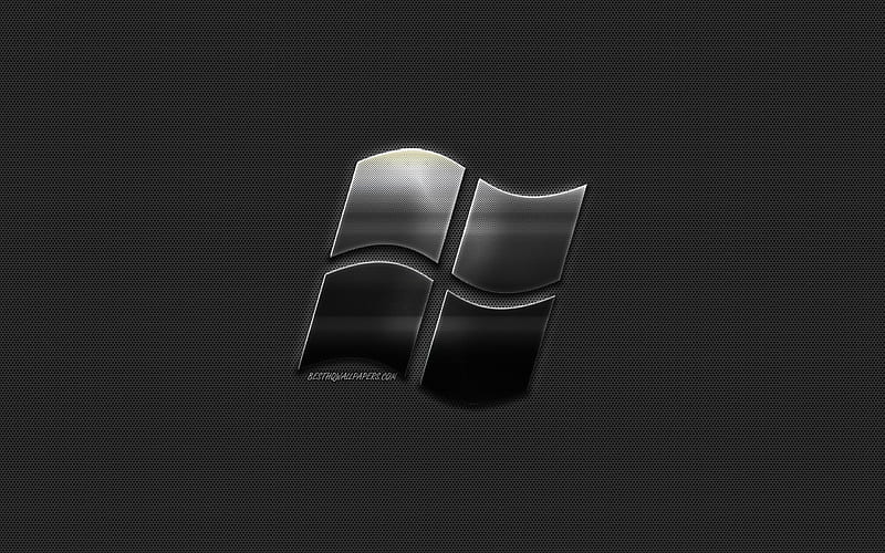 Windows, metal logo, emblem, creative art, metal art, Windows emblem, HD wallpaper