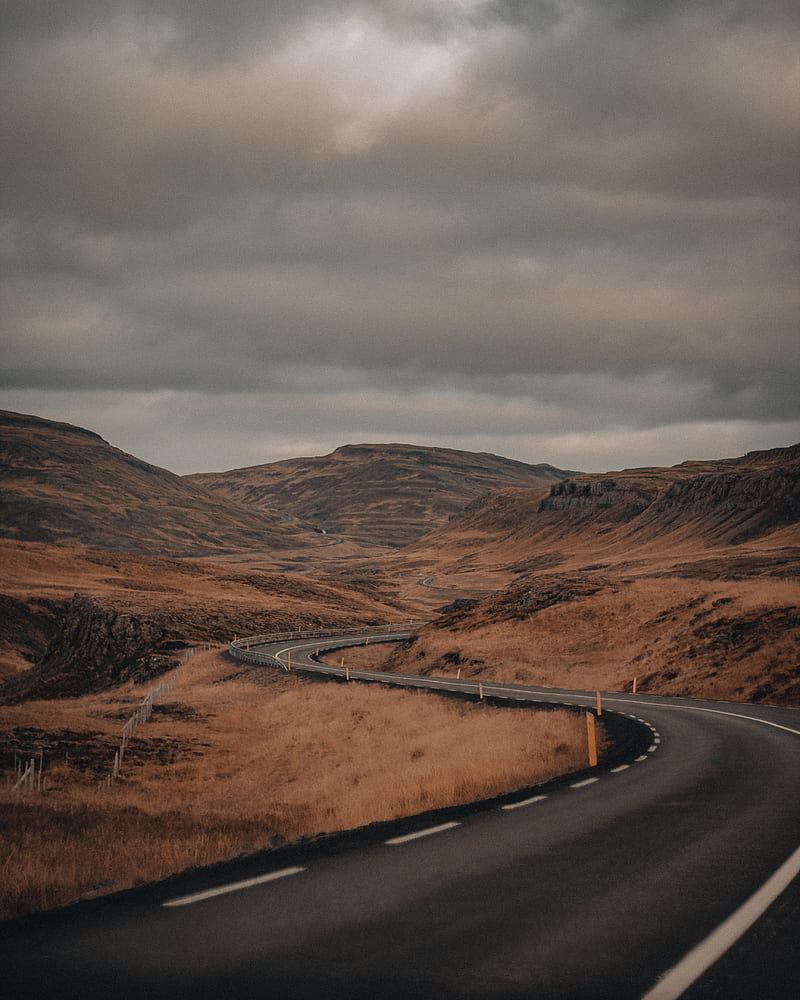 road, turn, winding, hills, landscape, HD phone wallpaper