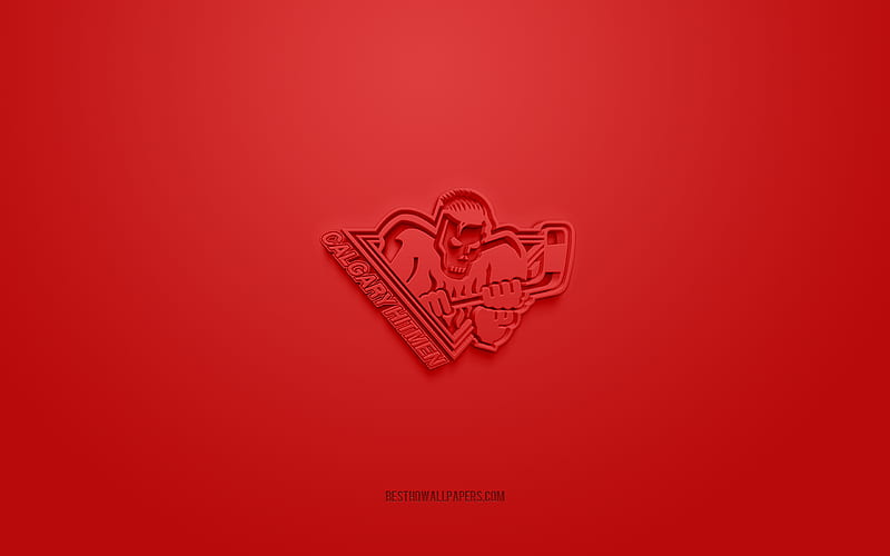 Calgary Hitmen, creative 3D logo, red background, 3d emblem, Canadian hockey team club, WHL, Calgary, Canada, 3d art, hockey, Calgary Hitmen 3d logo, HD wallpaper