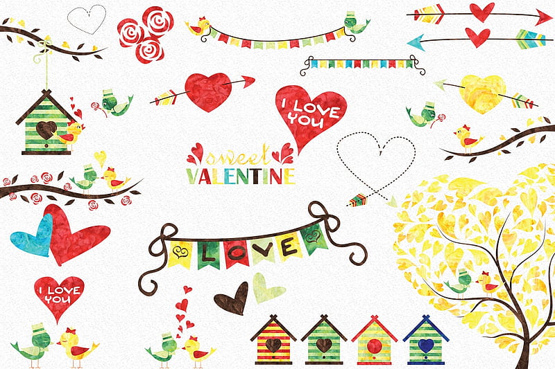 Valentine's patterns, pattern, house, texture, heart, spring, valentine, paper, watercolor, HD wallpaper