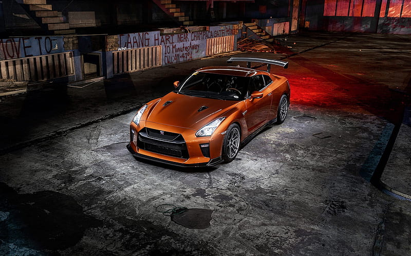 Nissan GTR, R35, bronze sports coupe, tuning GTR, sports car, bronze, Japanese sports cars, Nissan, HD wallpaper