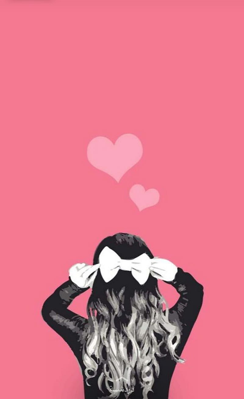 Girl, back, black, heart, love, pink, HD phone wallpaper | Peakpx