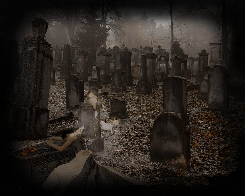 The mourner, creepy, creepy ghost, ghost, graveyard, creepy holloween,  holloween, HD wallpaper | Peakpx
