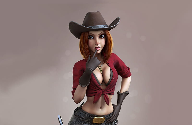 Thinking About It Hats 3d Anime Cowgirls Digital Art Hd Wallpaper Peakpx 