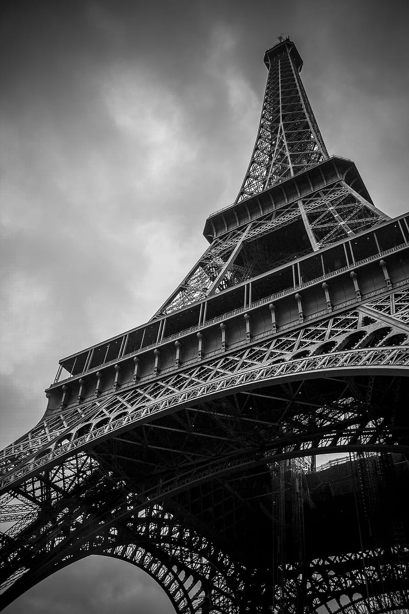 Eiffel Tower, Paris, France grayscale graphy, HD phone wallpaper