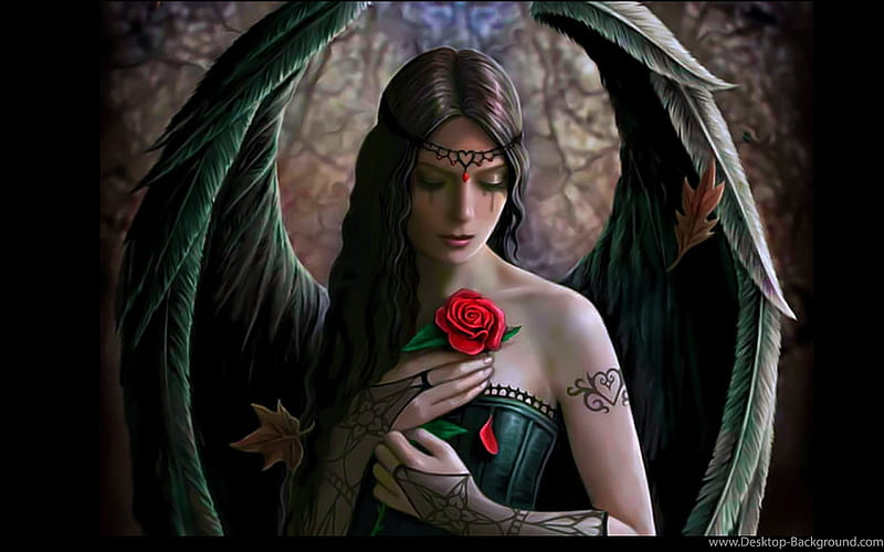 angel-wings-fantasy-girl-beautiful-rose-flower, Rose, Girl, Engel, Deutschland, HD wallpaper