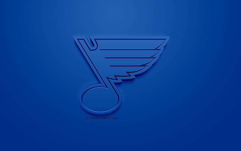 St Louis Blues, American hockey club, creative 3D logo, blue background, 3d emblem, NHL, St Louis, Missouri, USA, National Hockey League, 3d art, hockey, 3d logo, HD wallpaper