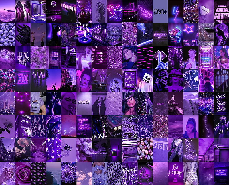 Boujee Purple Wall Collage Kit Purple Collage Kit Purple, Lilac Collage ...