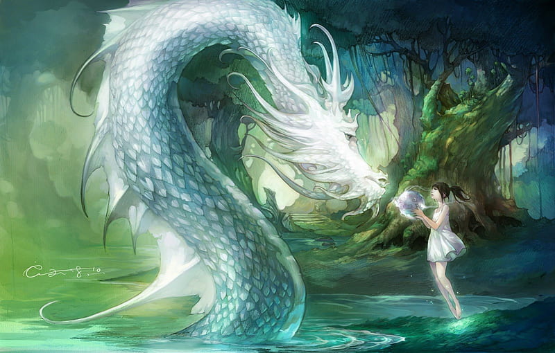 Dragon style, art, amazing, colors, bonito, dragon, water, girl, awesome,  beauty, HD wallpaper | Peakpx
