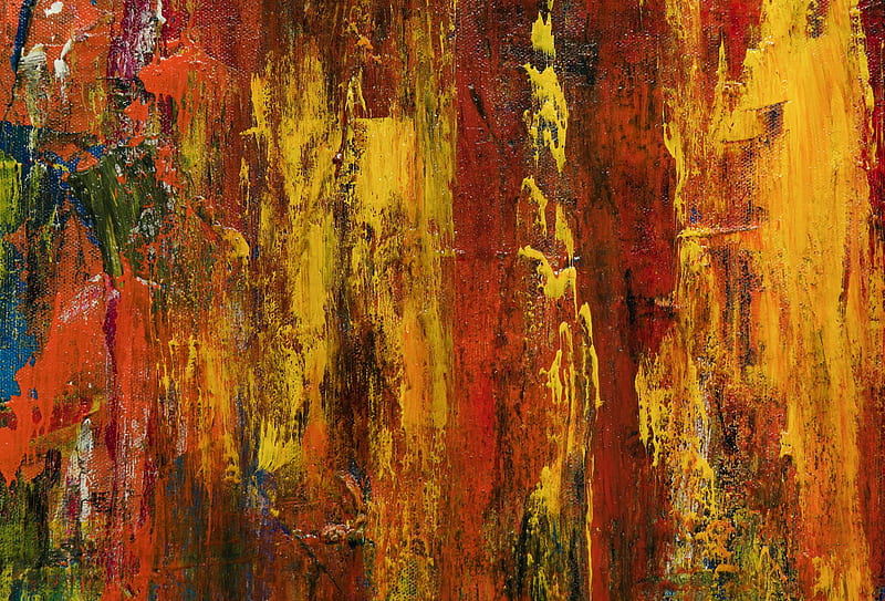 paint, canvas, stains, yellow, red, HD wallpaper