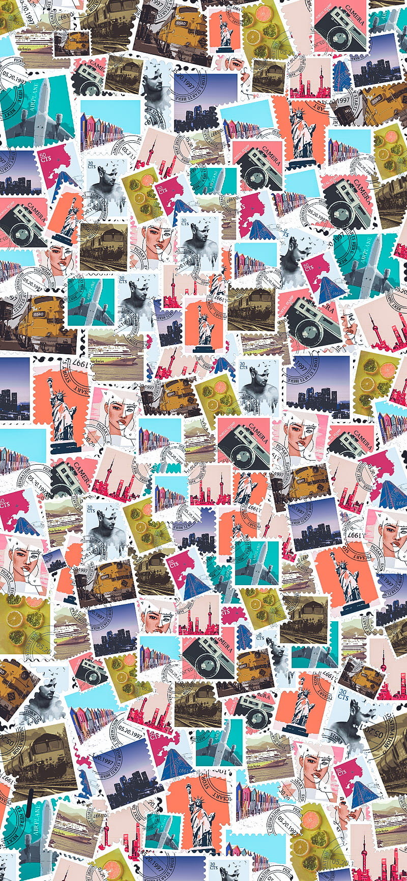 Stamps, ocean, HD phone wallpaper