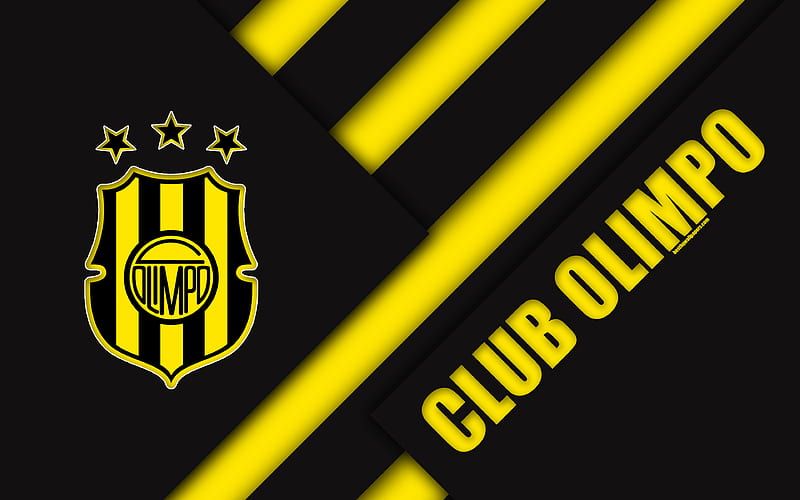 Club Olimpo, Argentine Football Club material design, yellow black abstraction, Bahia Blanca, Argentina, football, Argentine Superleague, First Division, HD wallpaper