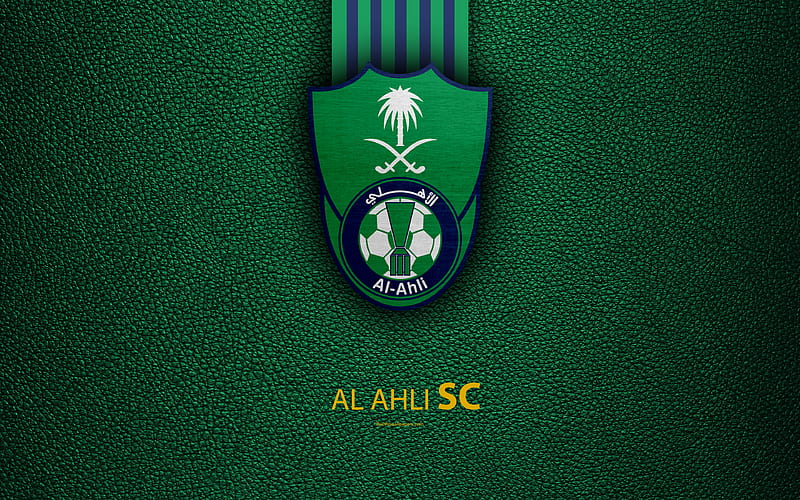 Al Ahli SC Saudi Football Club, leather texture, logo, Saudi Professional League, Jeddah, Saudi Arabia, football, Al-Ahli Saudi FC, HD wallpaper