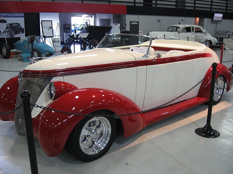 1937 Studebaker, red, coupe, convertible, headlamps, white, wheels covers, gorgeous, grill, retro, HD wallpaper