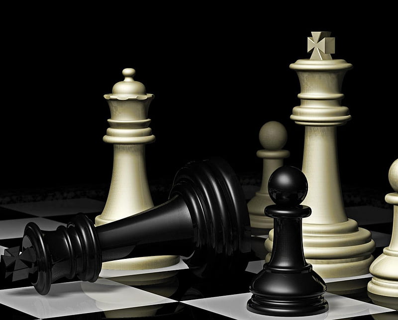 Chess, black, game, mat, white, HD wallpaper