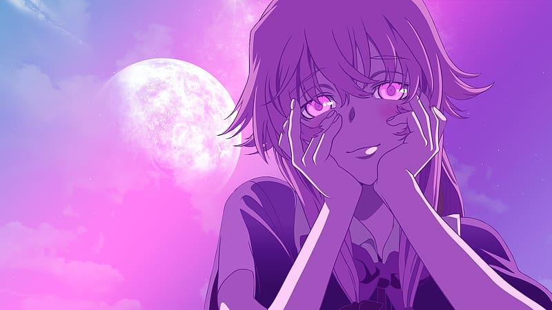 Anime, Moonlight, Yuno Gasai, Mirai Nikki, HD wallpaper