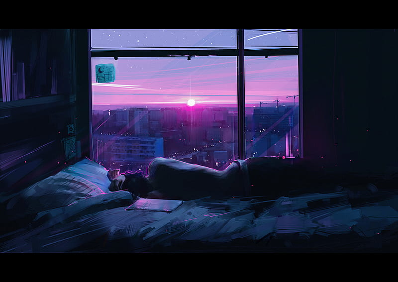 Another Day Sleeping Person Sunrise From Window, artstation, artist, artwork, digital-art, HD wallpaper