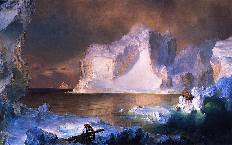 Frederick Edwin Church. 'The Icebergs' 1861., romantics, ice, art, sea, HD wallpaper