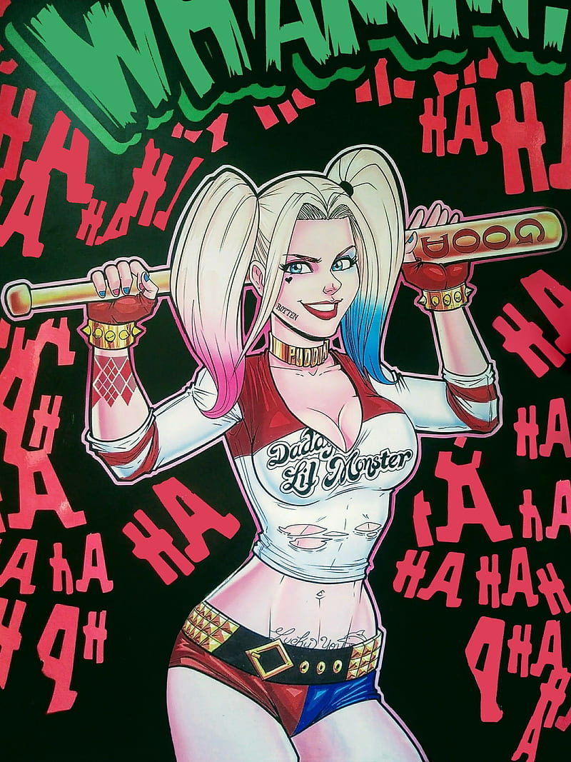 Harley Quinn, art, batman, comics, dc, grafitti, guason, joker, margot robbie, suicide squad, urban, HD phone wallpaper