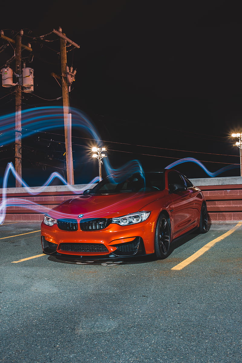 bmw m4, bmw, car, sports car, front view, red, HD phone wallpaper