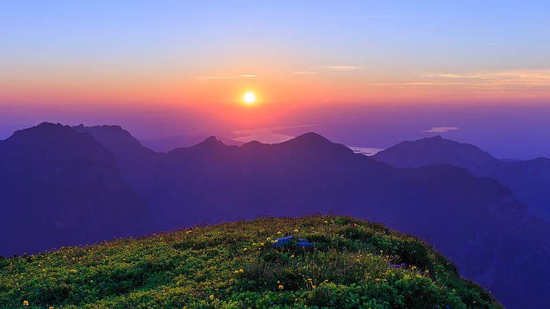 landscape, mountains, rocks, river, sunrise, nature, HD wallpaper landscape, mountains, rocks, river, sunrise, nature, HD wallpaper