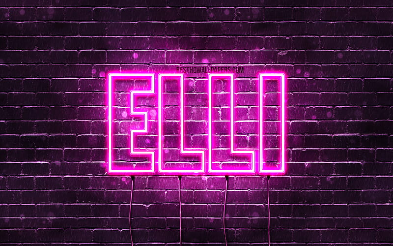 Elli with names, female names, Elli name, purple neon lights, Happy Birtay Elli, popular german female names, with Elli name, HD wallpaper