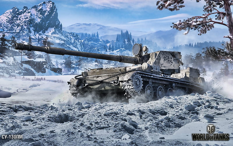 SU-130PM, WoT, artwork, winter battlefield, World of Tanks, soviet tanks, HD wallpaper