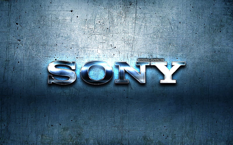 Sony metal logo, blue metal background, artwork, Sony, brands, Sony 3D logo, creative, Sony logo, HD wallpaper
