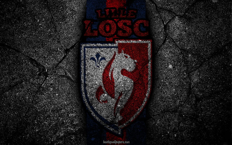 Lille, logo, art, Liga 1, soccer, Lille OSC, football club, Ligue 1, grunge, FC Lille, HD wallpaper