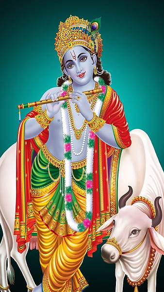Shree Krishna With Cow Background, shree krishna, cow background, god,  lord, HD phone wallpaper | Peakpx