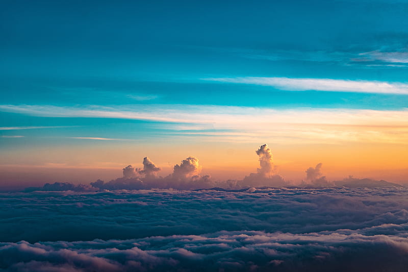 clouds, sky, horizon, height, thick, HD wallpaper